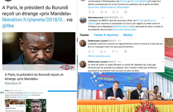 Le Président du Burundi Pierre NKURUNZIZA  reçoit  le – Prix Mandela du courage –  à Paris, en France : L’Ambassadeur de France au Burundi frustré, réagit et réalise le Tweet de trop…