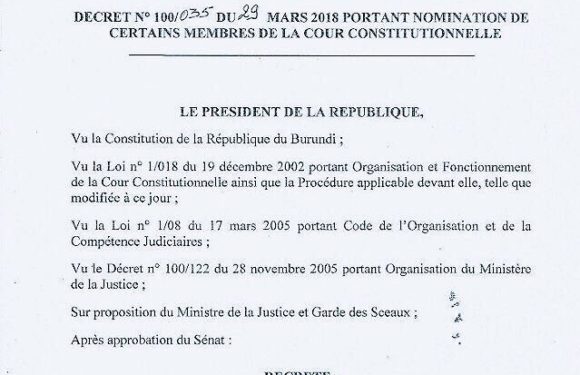 Nomination de deux membres non-permanents à la Cour Constitutionnelle