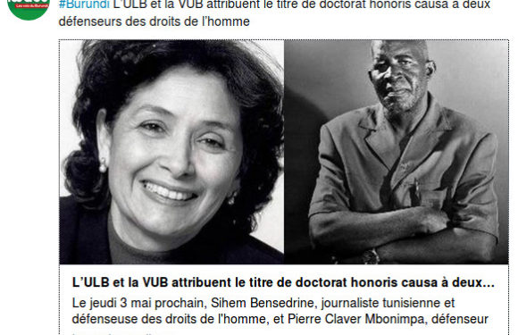 Burundi : REVOLUTION COLOREE – L’ULB-VUB titre Pierre Claver MBONIMPA