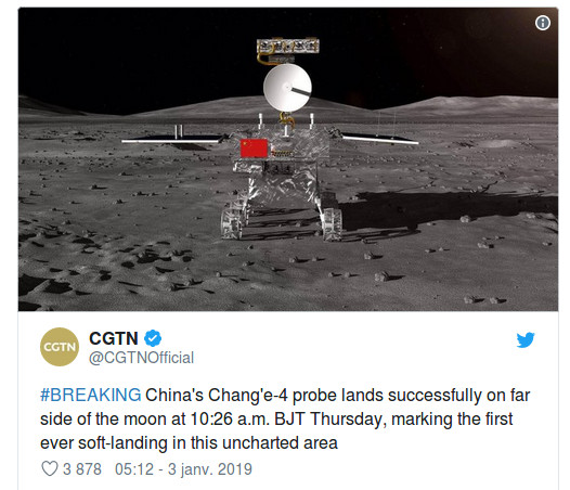 Burundi – Science / Histoire : La Chine réussit  le premier alunissage sur la face cachée de la Lune