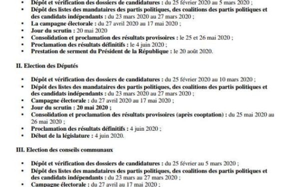 Démocratie : Publication du calendrier électorale 2020 par la CENI du Burundi