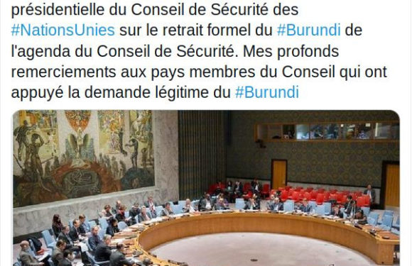 Le BURUNDI sort de l’agenda du Conseil de Sécurité de l’ONU