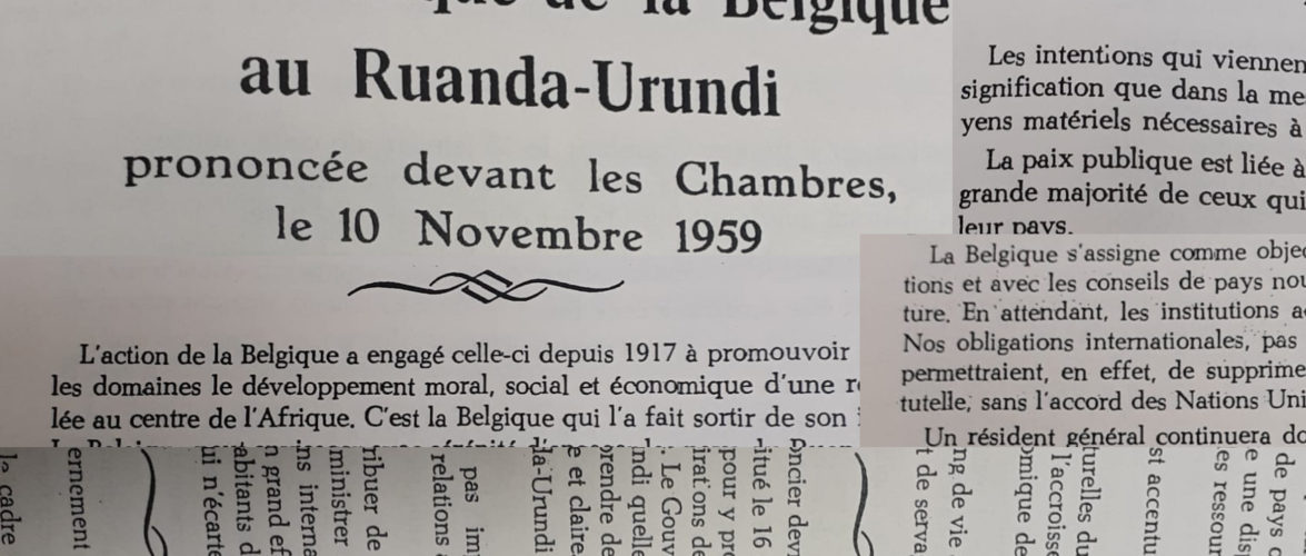 BURUNDI : Déclarée le 10 novembre 1959 par LA BELGIQUE sur LE RUANDA-URUNDI
