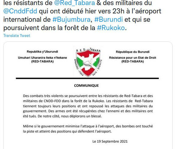 BURUNDI : Les rebelles RED TABARA n’existent que sur TWITTER et autres MEDIA