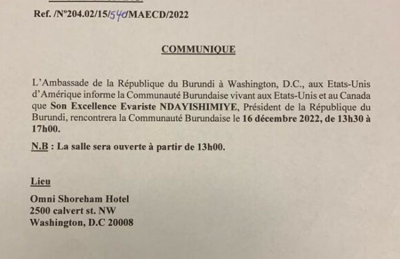 Burundi : Rencontre du Chef d’Etat avec la Diaspora des USA le 16 décembre 2022
