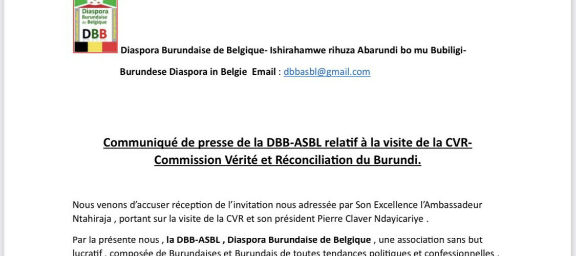 Burundi / Diaspora : La DDB en Belgique rejette le travail de la CVR par communiqué