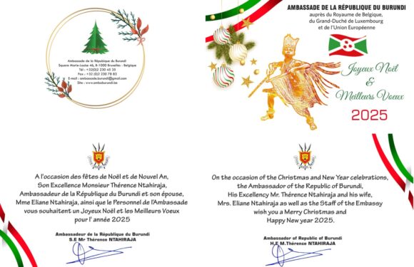 Burundi / Belgique : Vœux de Noël et bonne année 2025 de l’Ambassadeur Ntahiraja.