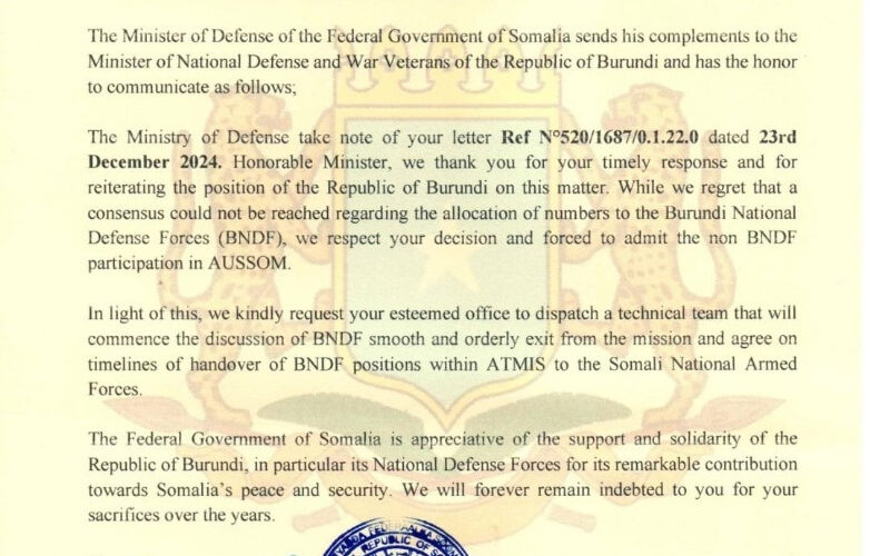 Burundi : Retrait des forces armées FDNB engagées en Somalie.