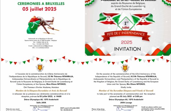 Burundi / Agenda : 5 juillet 2025, à 14h, Belgique, 63ème anniversaire de l’indépendance.