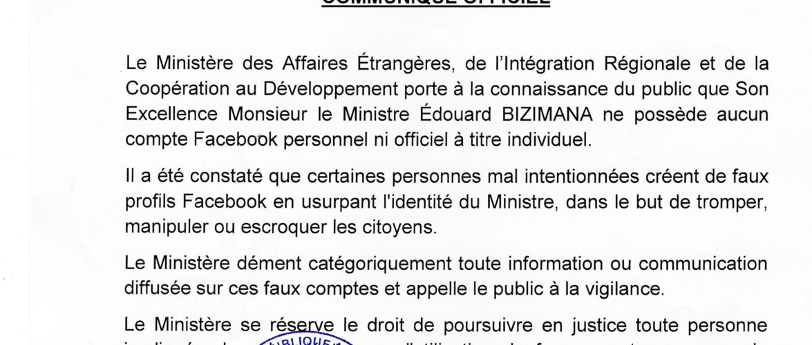 Burundi : Le ministre Bizimana Edouard n’a pas de compte Facebook