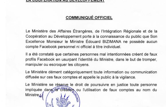 Burundi : Le ministre Bizimana Edouard n’a pas de compte Facebook